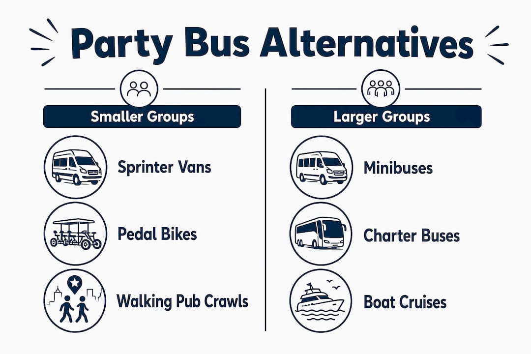 Comparison infographic of party bus alternatives