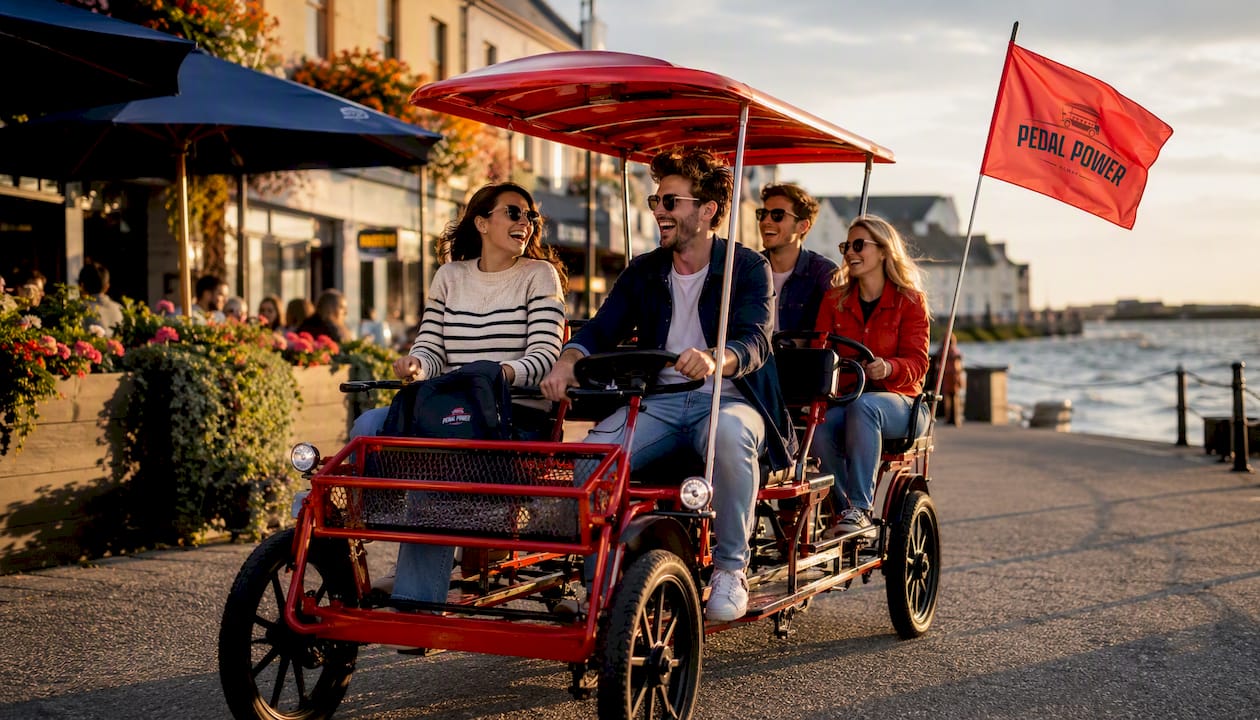 Group cycling together on Pedalpowergalway tour