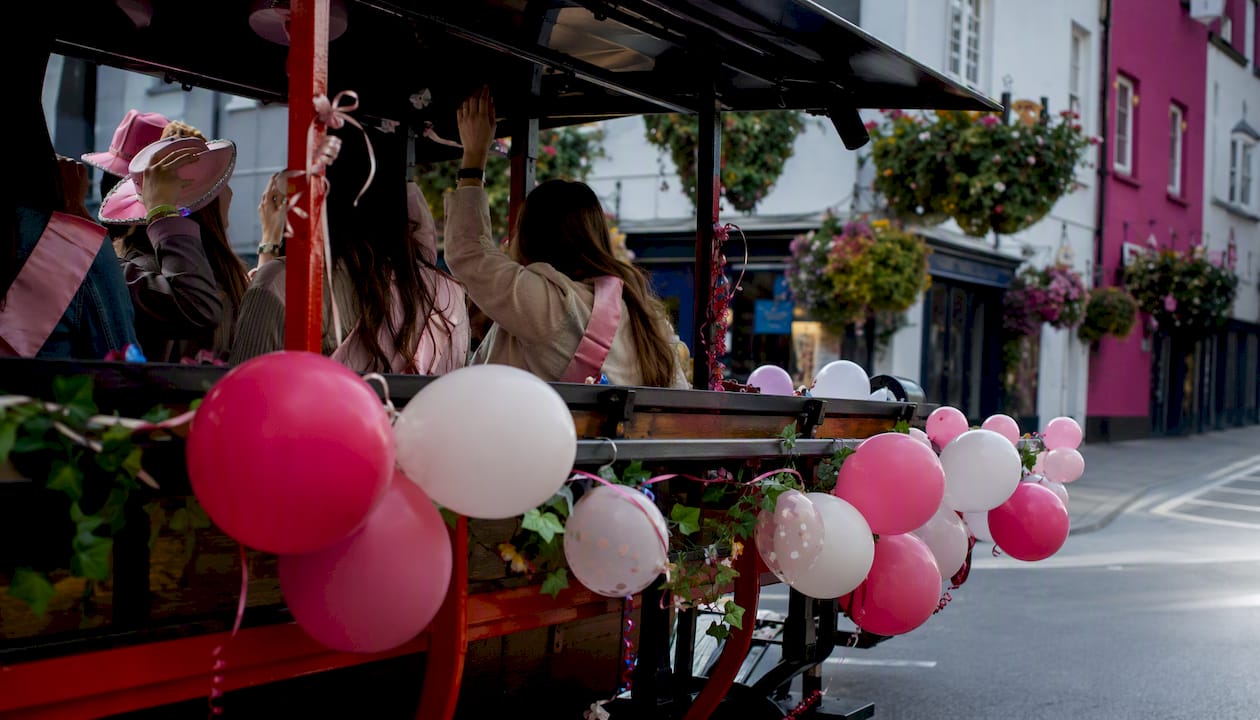 Party bike decorated for hen party outdoors