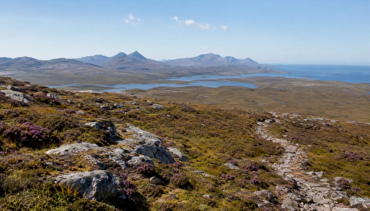 Scenic rugged landscape of Connemara mountains