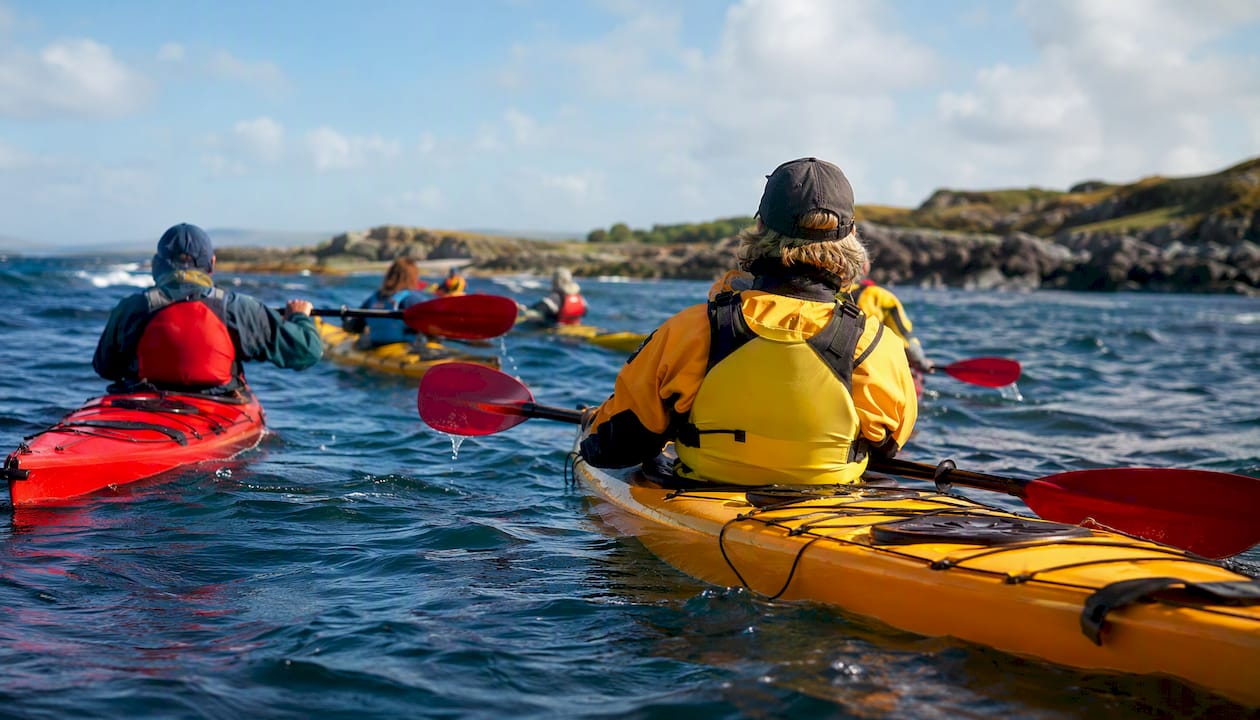 Group sea kayaking on Connemara coast
