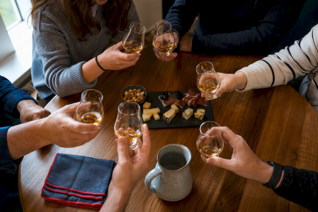 Team sharing a guided tasting session
