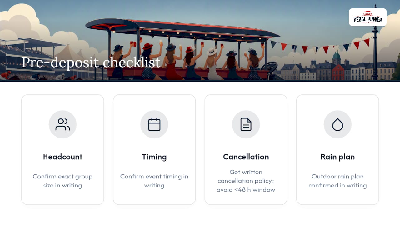 Four-part hen booking checklist