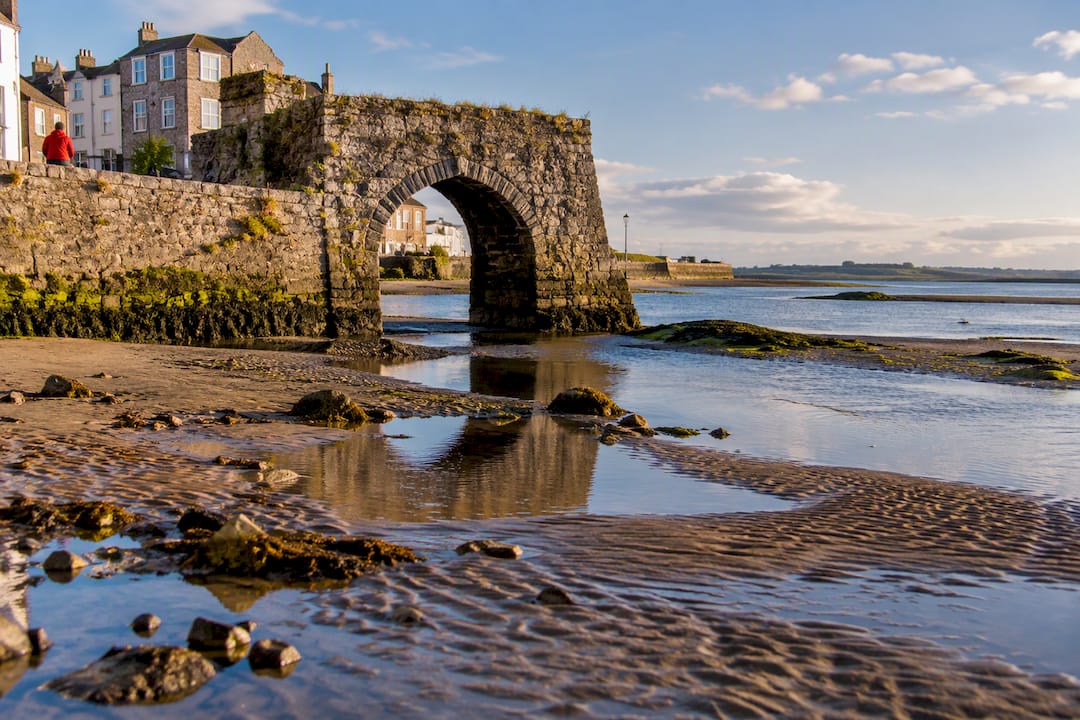 Spanish Arch beside exposed low-tide pools