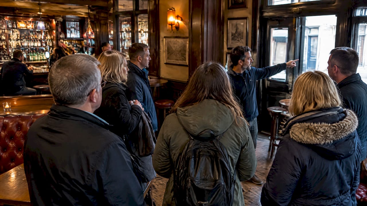Group listening during Galway pub crawl