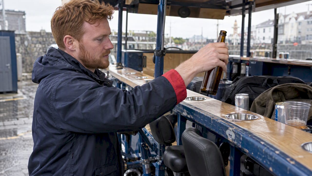 Operator removes glass from party bike