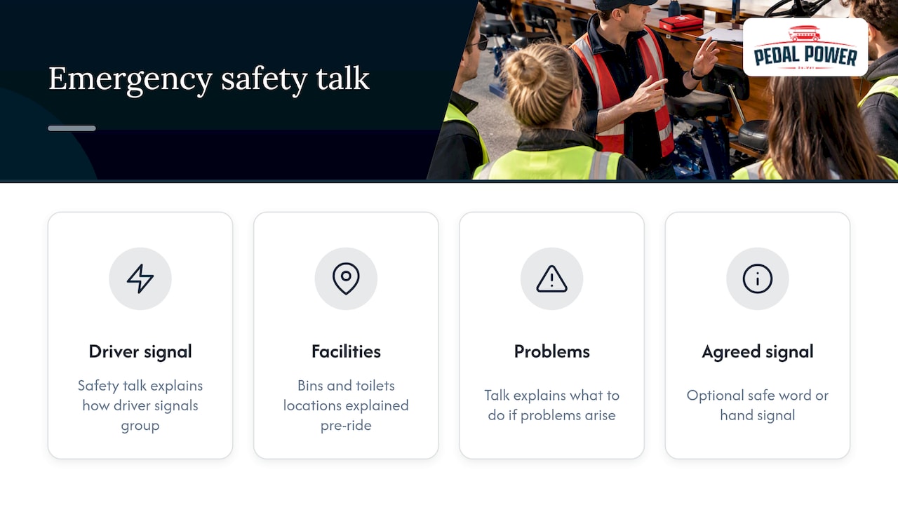 Emergency cues covered in the safety briefing