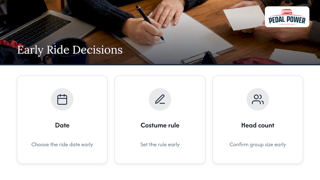 Date, costume rule and head count planning icons