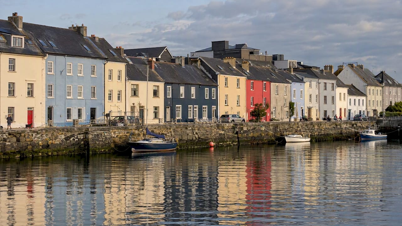 Colorful houses facing Galway’s Claddagh Basin